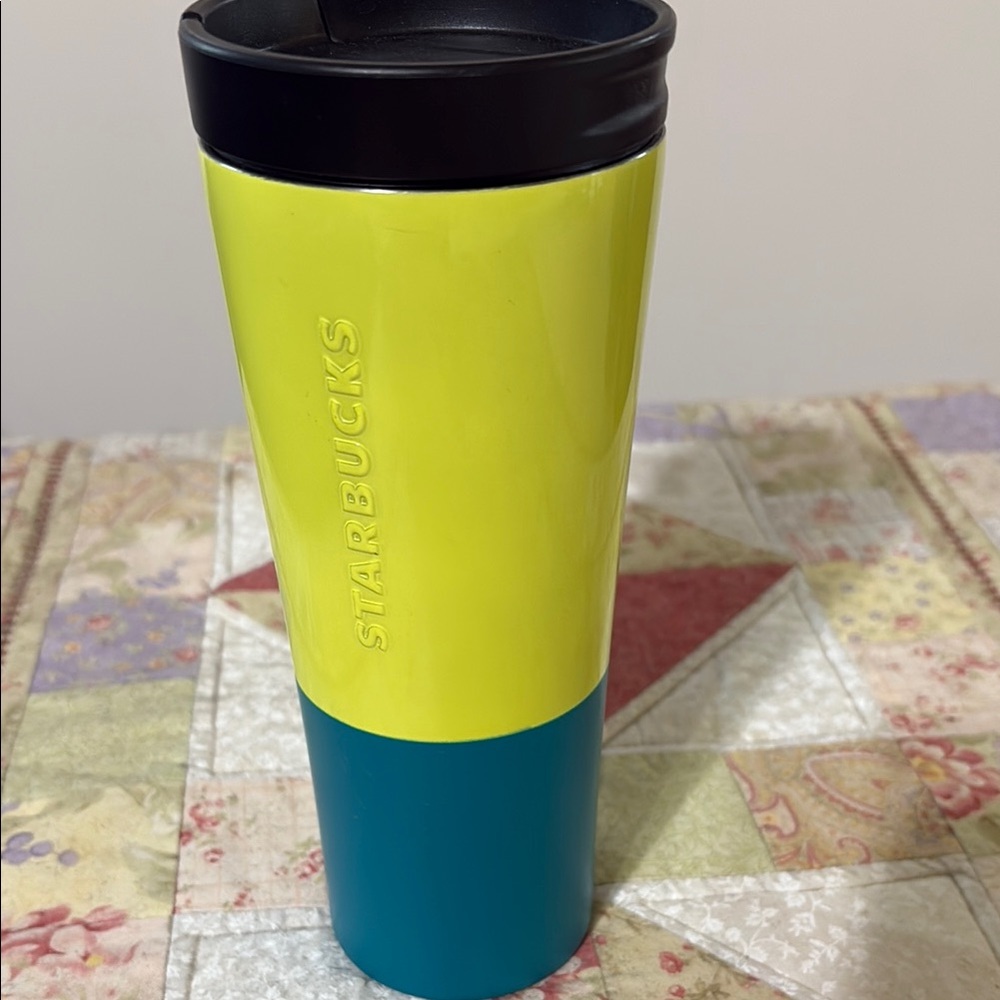 Starbucks Yellow and Teal Tumbler
